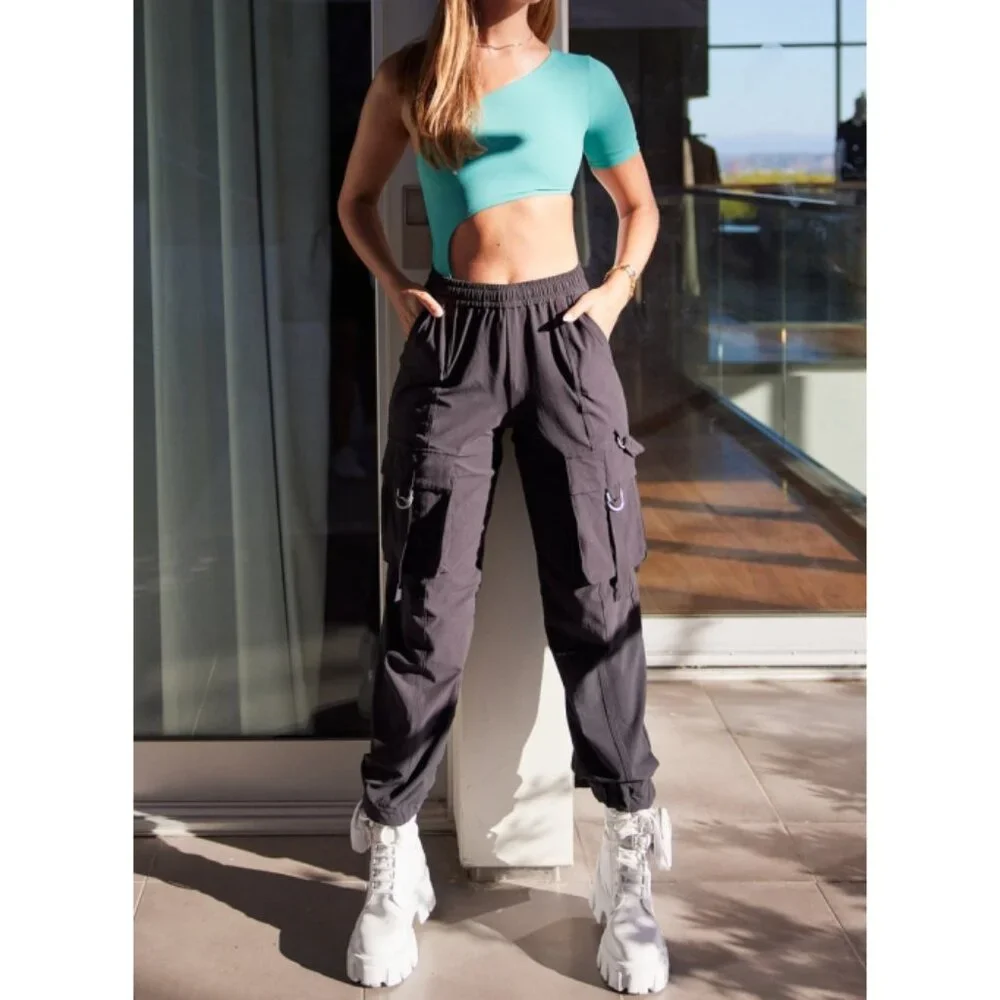 Alo High-Waist City Wise Cargo Pant Black Edgy Gothic Utility Hi-Rise Joggers XS